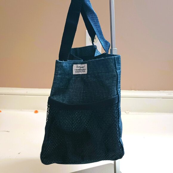 Thirty-One Canvas Lunch Tote Set of 2 Blue with Mesh Side Pockets - Picture 5 of 8